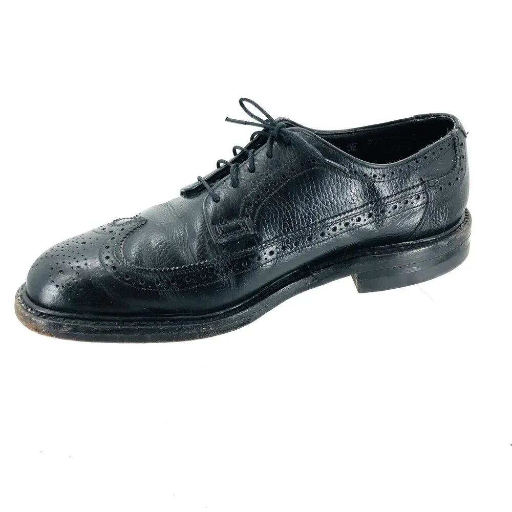 Nunn Bush Black Dress Shoes 7.5 EEE Wingtip Derby Brogues Cats Paw Heels No Slip